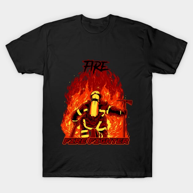 Fire Fighter T-Shirt by phsycartwork